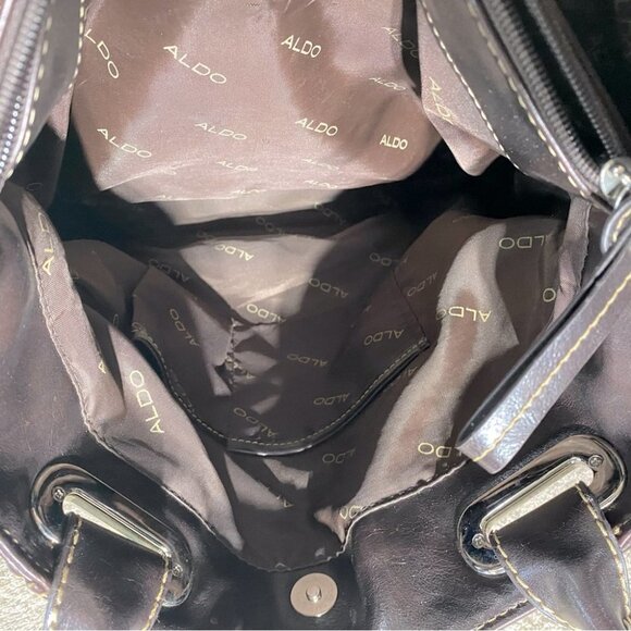 Aldo large brown faux leather purse handbag shoulder bag tote - Picture 8 of 15